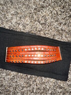 Inspirational Orange Leather Stud Bracelet